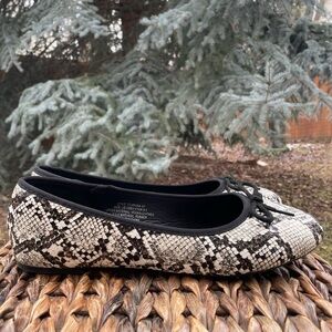 NEW French Connection Snake Print Diana Vegan Leather  Ballet Flats Shoes Sz 10